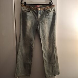 Thalia Sodi Womwn's Blue Flare & Wide Leg Jeans With Beaded Detail